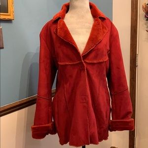 ❤️ VTG 90’s faux fur suede red coat
